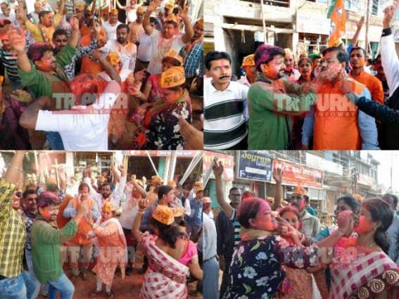 No Breaking News from CPI-M on Gujarat, Melarmath Broken : Congress Bhawan undergoing shocks : Tripura BJP launches victory rally